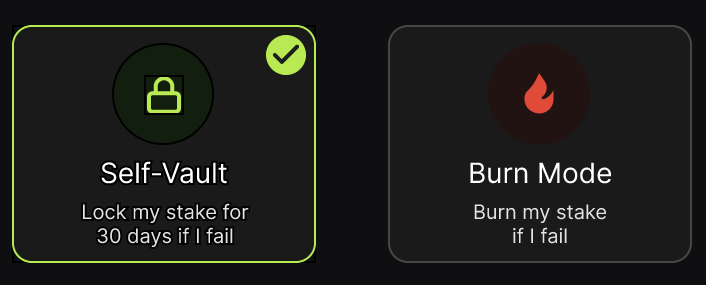LockIn Self-Vault and Burn Mode consequence choices.